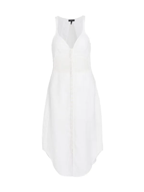 Linen dress rag & bone sleeveless criseli, white