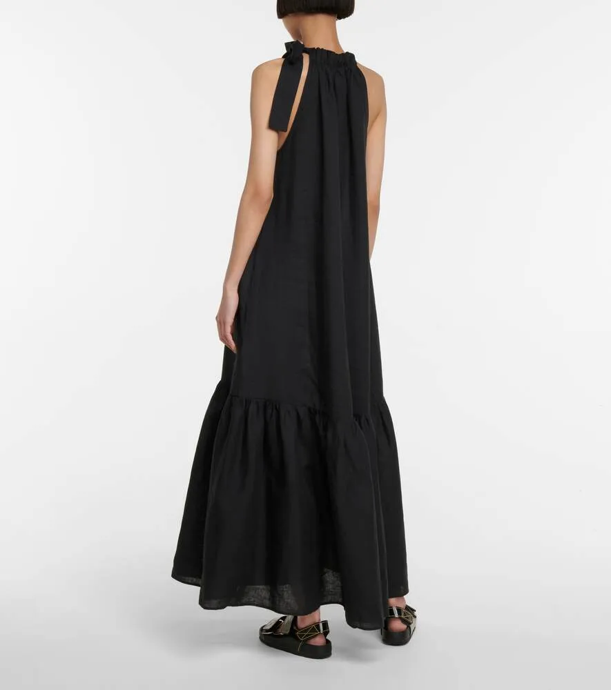 Linen maxi dress Ibiza ASCENO, black