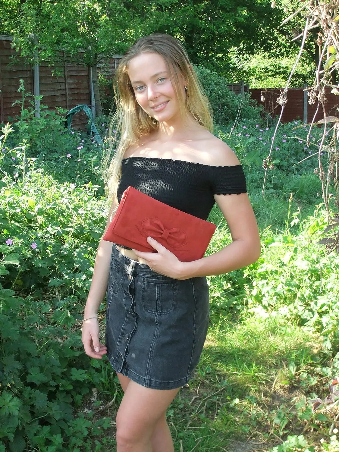 LONI Gorgeous Faux Suede Envelop Style Bridal Wedding Evening Clutch Party Purse Hand Bag