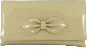 LONI Womens Gorgeous Faux Patent Bow Clutch/Shoulder Bag Wedding Prom Bag Medium Size