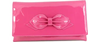 LONI Womens Gorgeous Faux Patent Bow Clutch/Shoulder Bag Wedding Prom Bag Medium Size