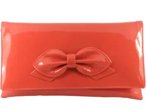 LONI Womens Gorgeous Faux Patent Bow Clutch/Shoulder Bag Wedding Prom Bag Medium Size