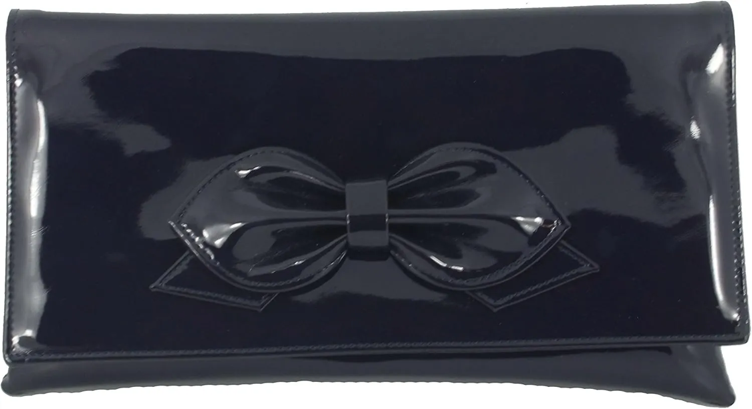 LONI Womens Gorgeous Faux Patent Bow Clutch/Shoulder Bag Wedding Prom Bag Medium Size