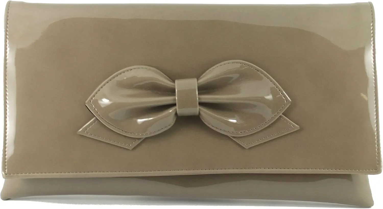 LONI Womens Gorgeous Faux Patent Bow Clutch/Shoulder Bag Wedding Prom Bag Medium Size