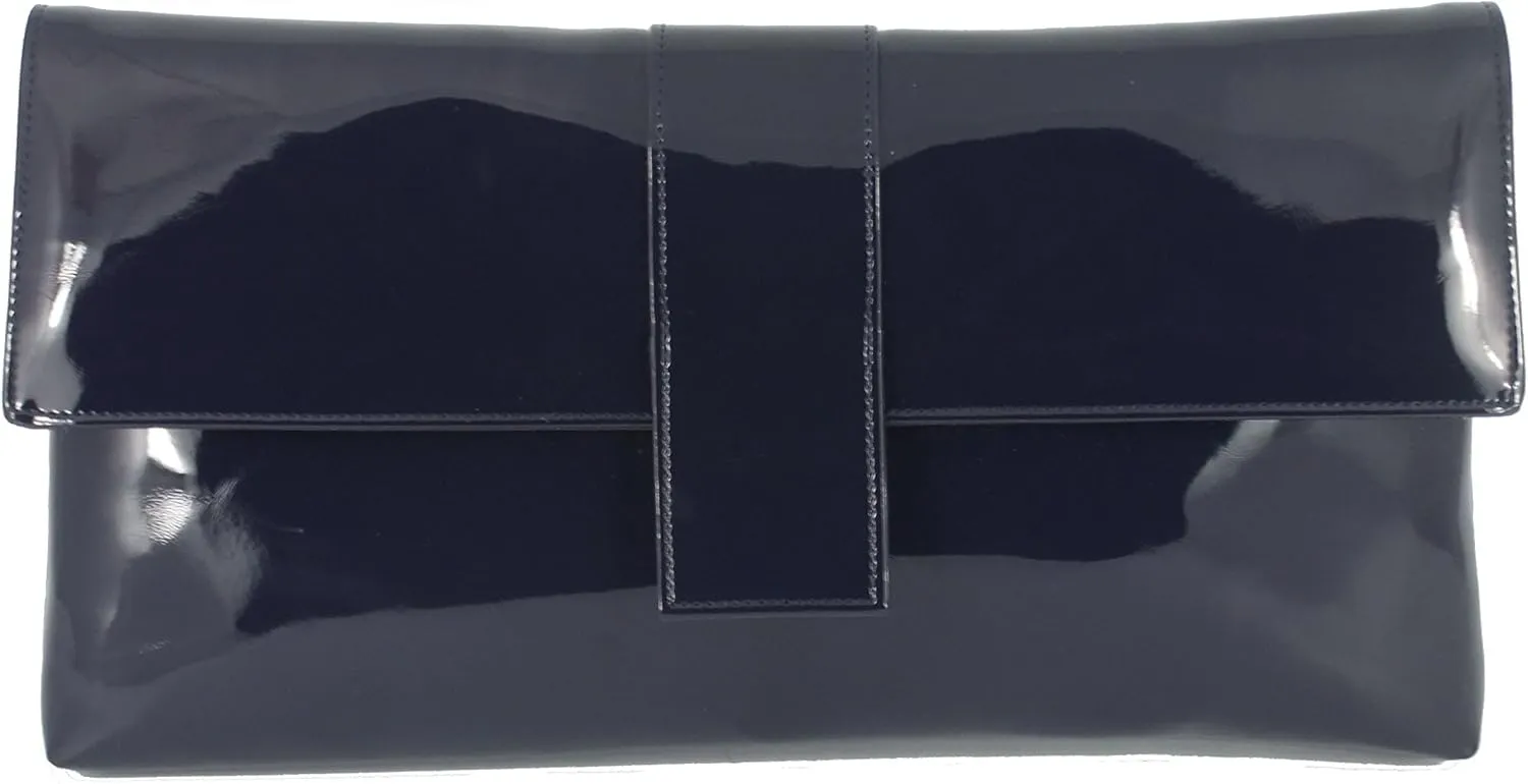 LONI Womens Sensational Faux Patent Large Clutch Bag/Shoulder Bag Wedding Party Prom Bag
