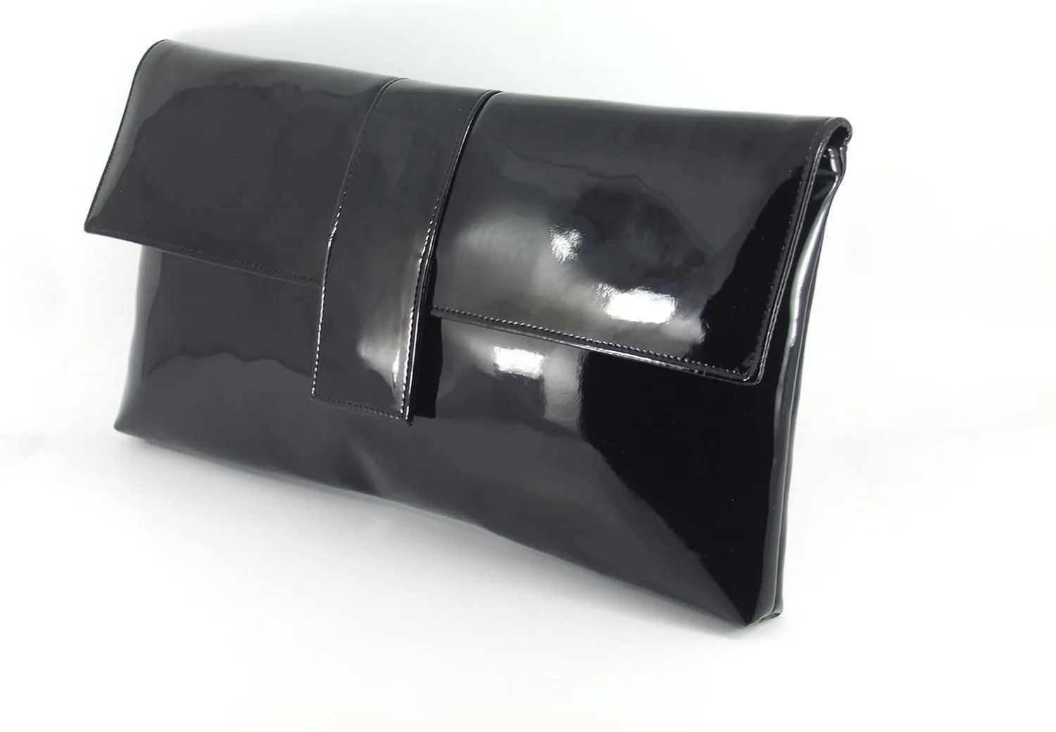 LONI Womens Sensational Faux Patent Large Clutch Bag/Shoulder Bag Wedding Party Prom Bag