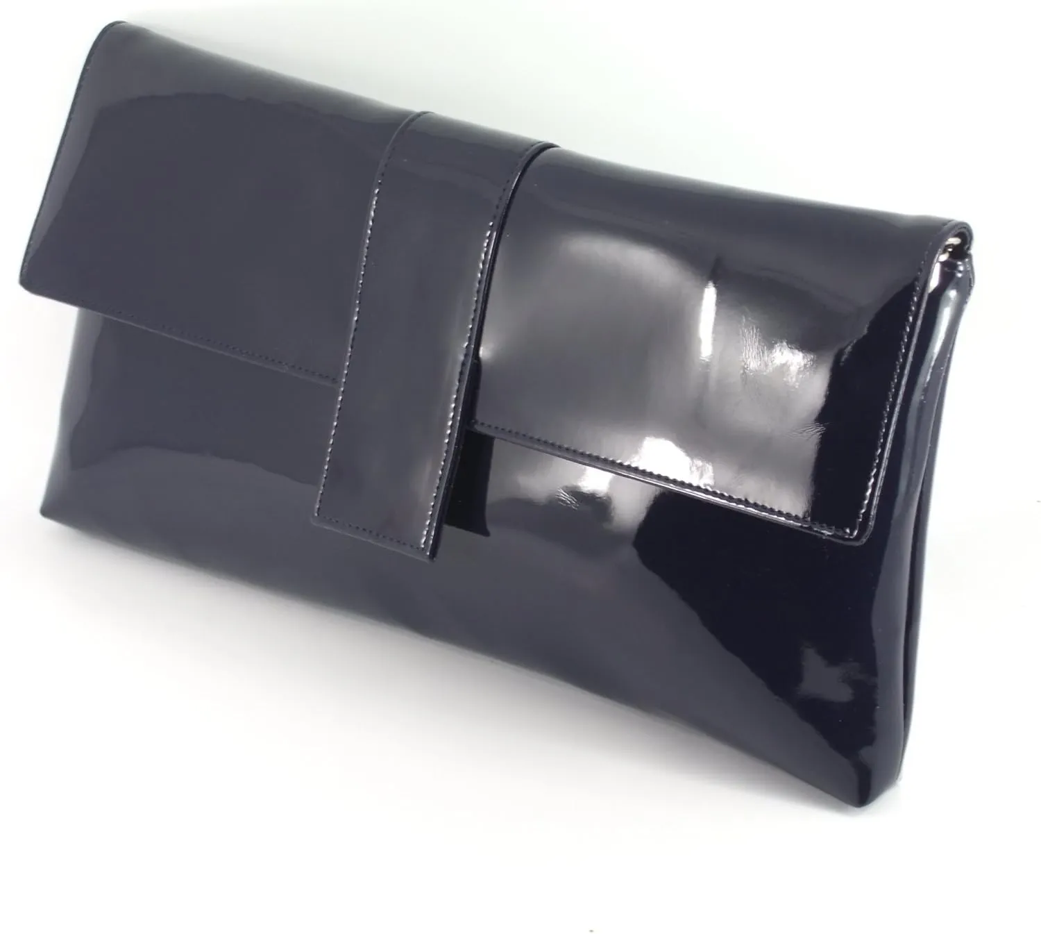 LONI Womens Sensational Faux Patent Large Clutch Bag/Shoulder Bag Wedding Party Prom Bag