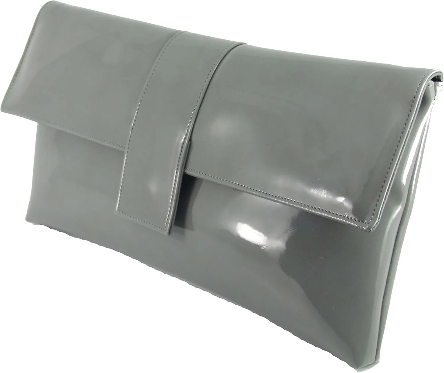 LONI Womens Sensational Faux Patent Large Clutch Bag/Shoulder Bag Wedding Party Prom Bag
