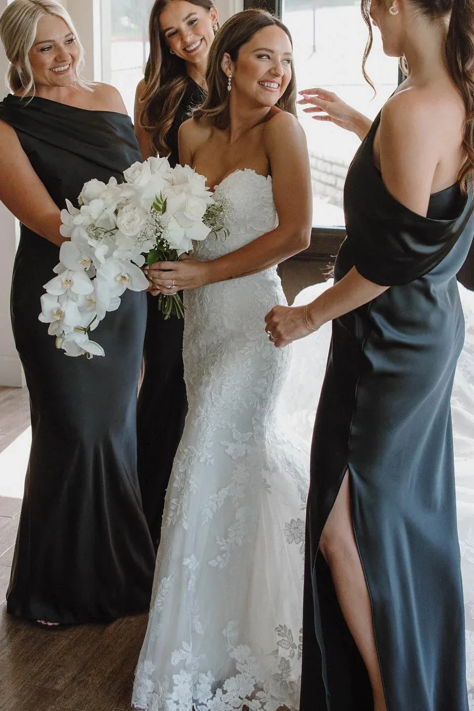 Luolandi Ankle Length Slit Mermaid Bridesmaid Dresses with One Shoulder Elegant Evening Party Dress