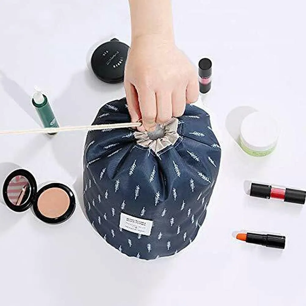 Magik 1-2 Pcs Large Barrel Travel Cosmetic Bag Nylon Organizer Drawstring Toiletry (Feather, 2 Pack)