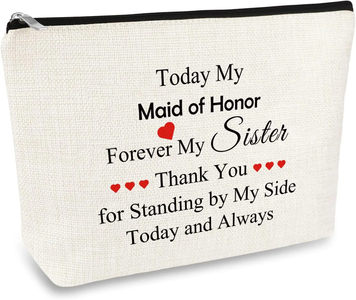 Maid of Honor Gifts Makeup Bag Best Friend Sister Thank You Gift Bridesmaid Gift from Bride Cosmetic Bag Bachelorette Party Wedding Gifts for Maid of Honor Sister Besties Friends Bride Tribe Gift