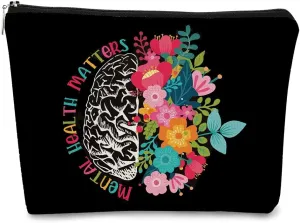 Makeup Bag,Makeup Bags,Makeup Bags for Women,Black Makeup Bag, Mental Health gifts