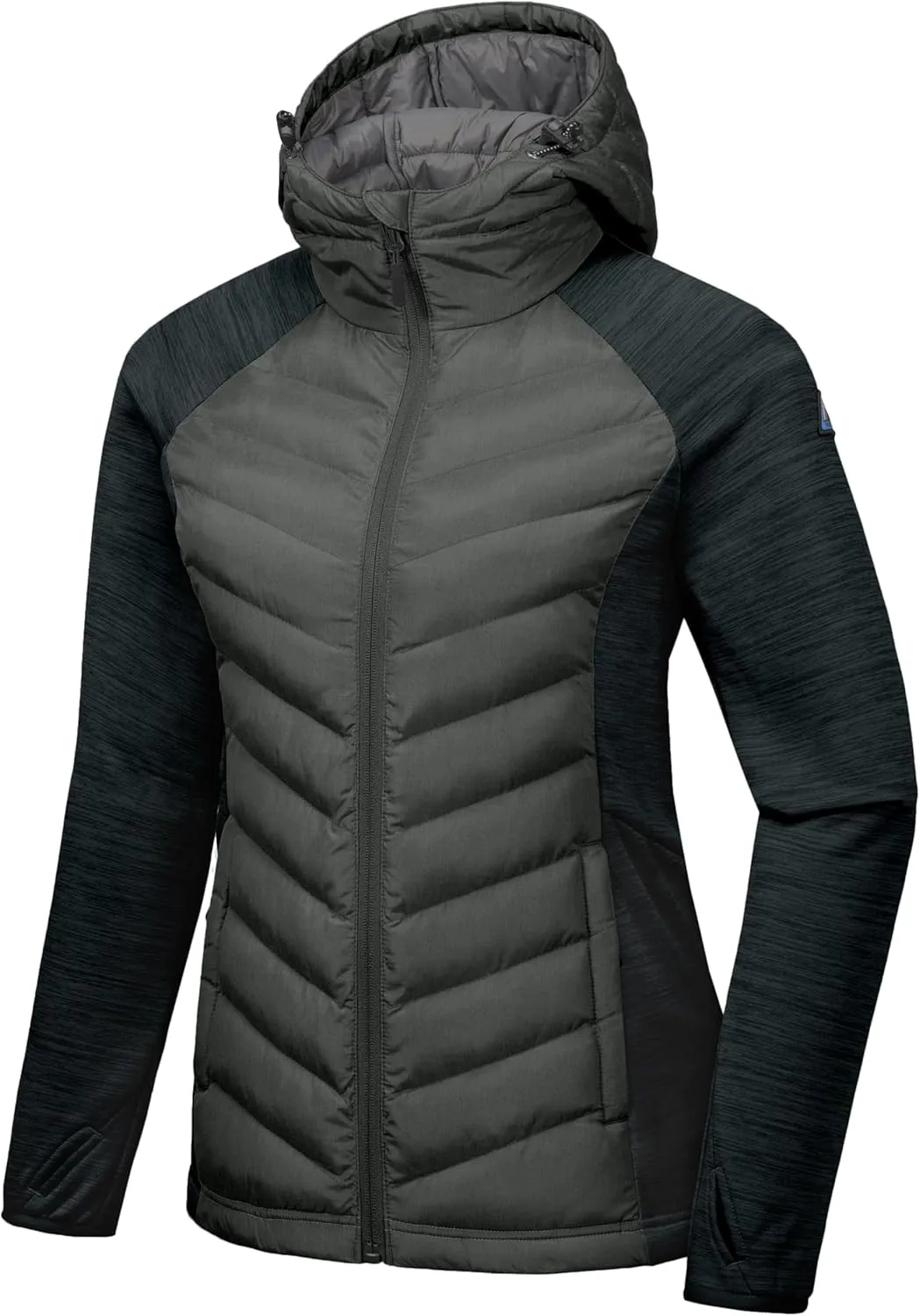 Mapamyumco Women's Insulated Hiking Jacket, Thermal Running Hybrid Jacket, Hooded Jacket Lightweight Breathable
