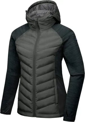 Mapamyumco Women's Insulated Hiking Jacket, Thermal Running Hybrid Jacket, Hooded Jacket Lightweight Breathable