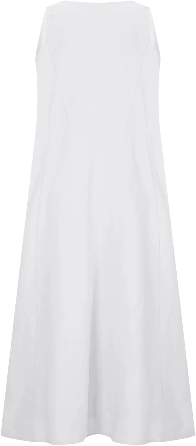 Maxi Dresses for Women 2025 Sleeveless Cotton Linen Summer Dress with Pockets Boho Beach Vacation Sundress