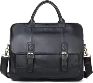 Men Genuine Leather Briefcase Convertible 15 Inch Messenger Bags Handbag Multifunctional Business Work Shoulder Bag