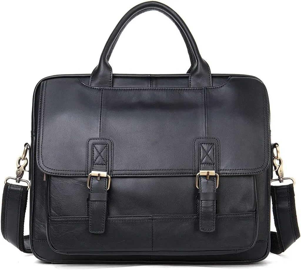 Men Genuine Leather Briefcase Convertible 15 Inch Messenger Bags Handbag Multifunctional Business Work Shoulder Bag