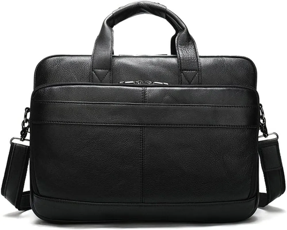 Men Genuine Leather Briefcase Convertible 15.6 Inch Messenger Bags Handbag Multifunctional Business Shoulder Bag