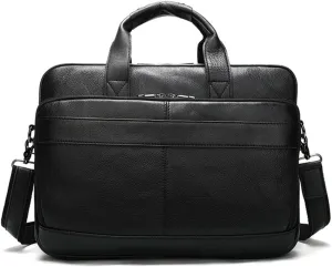 Men Genuine Leather Briefcase Convertible 15.6 Inch Messenger Bags Handbag Multifunctional Business Shoulder Bag