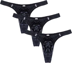 Mens Stretch Thong T-Back Sexy Underwear Low Rise Under Panties Underwear Leather Briefs Breathable Underpants