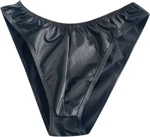 Men's Underwear Sexy G-Strings Thongs Low Waist Stretchy Pu Leather T-Back Breathable Bikini Underwear Brief Lingerie