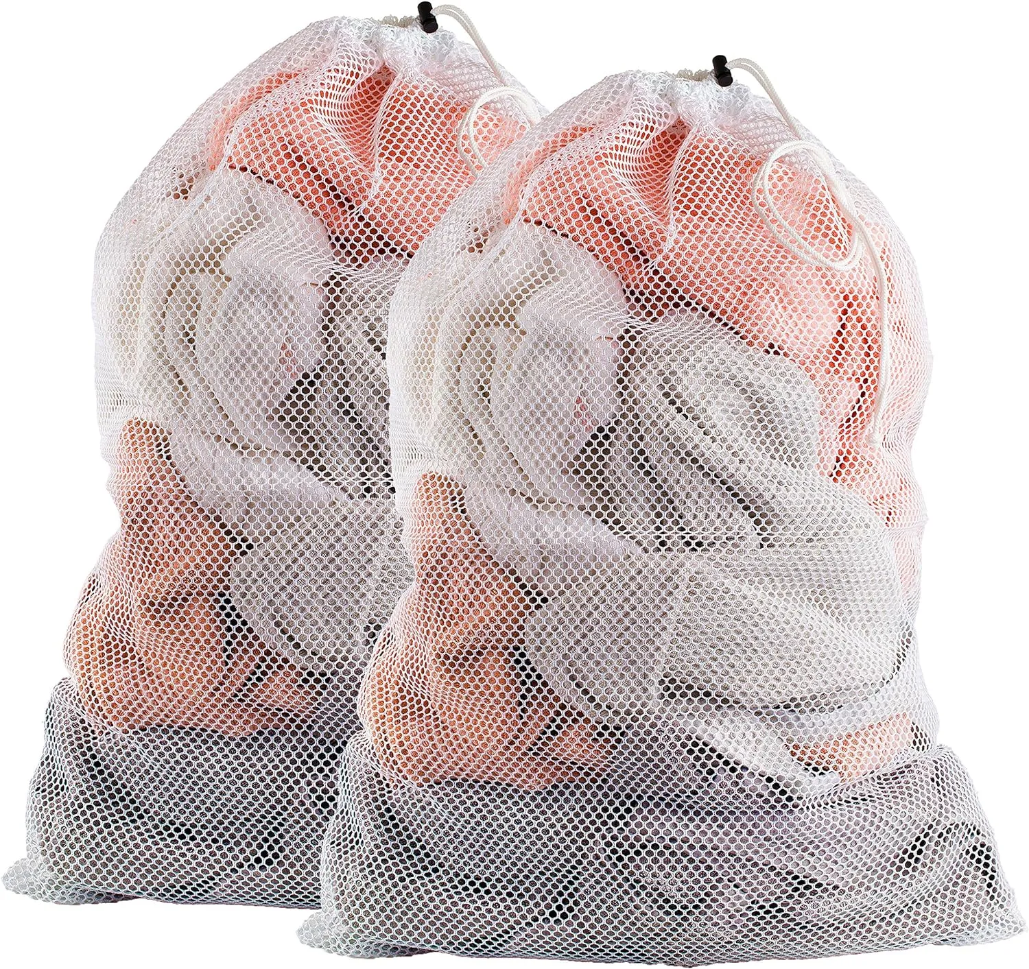 Mesh XL Laundry Bags - Pack of 2 - Large 24" x 36" - Durable, Machine Washable with Secure Drawstring Closure - Perfect for College Dorms, Laundromats, Apartments (White)