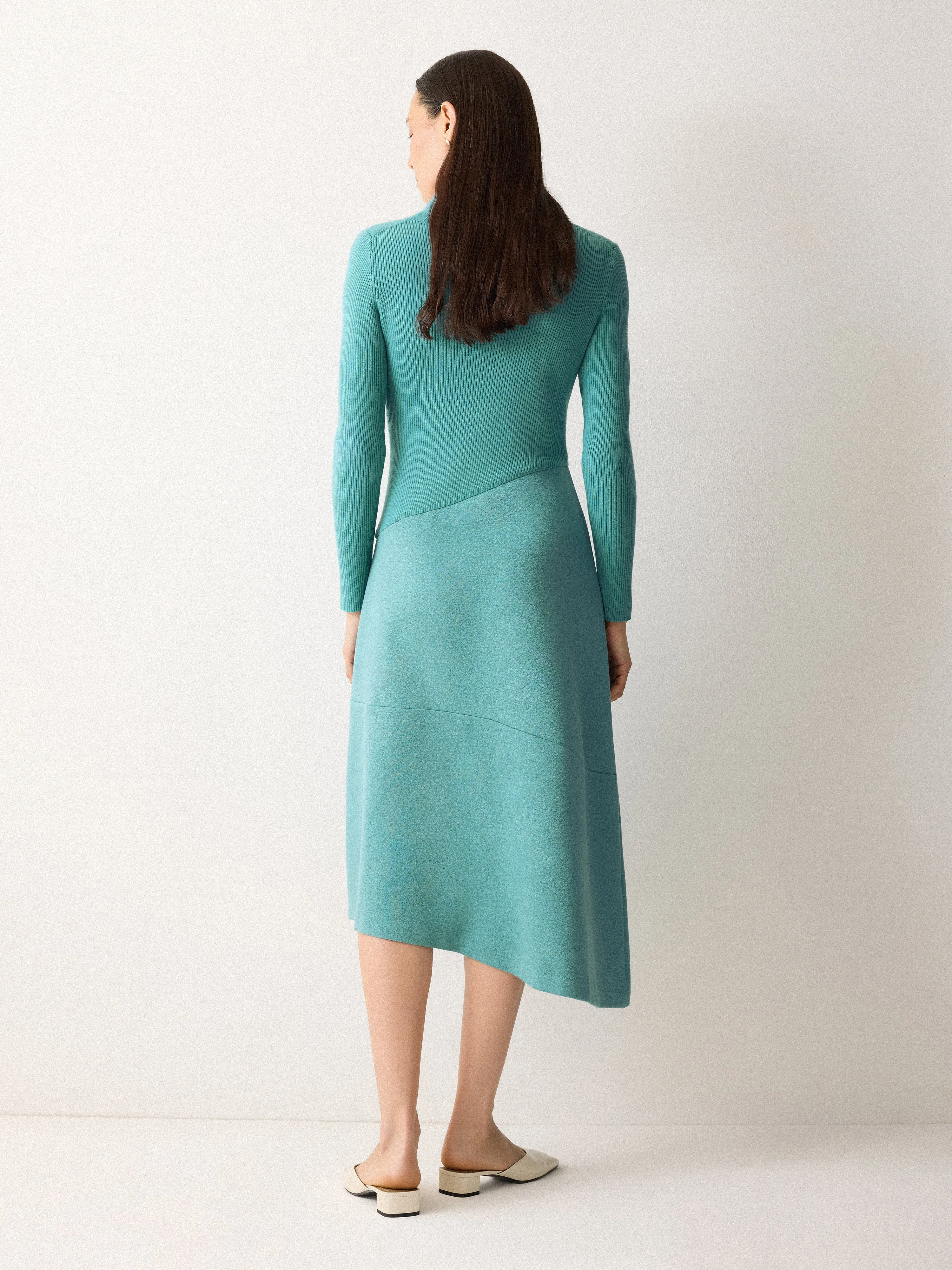 Mixed Media Panelled Dress | Blue