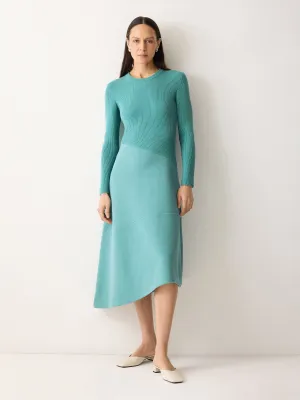Mixed Media Panelled Dress | Blue