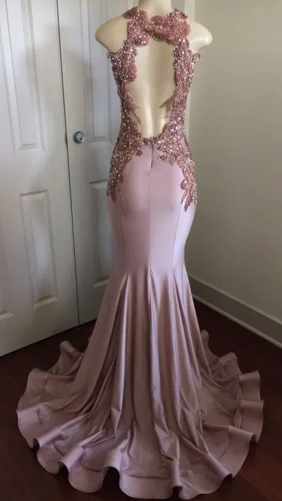 MODERN LACE APPLIQUES SLEEVELESS PARTY GOWNS PROM DRESS SA69