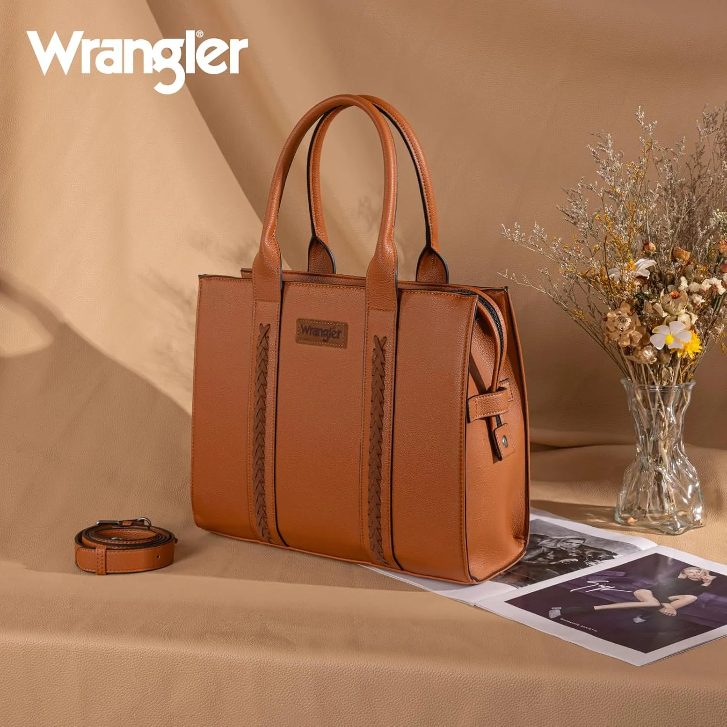 Montana West  Wrangler Purse for Women Large Work Tote Bags with Strap Vintage Top-Handle Handbags