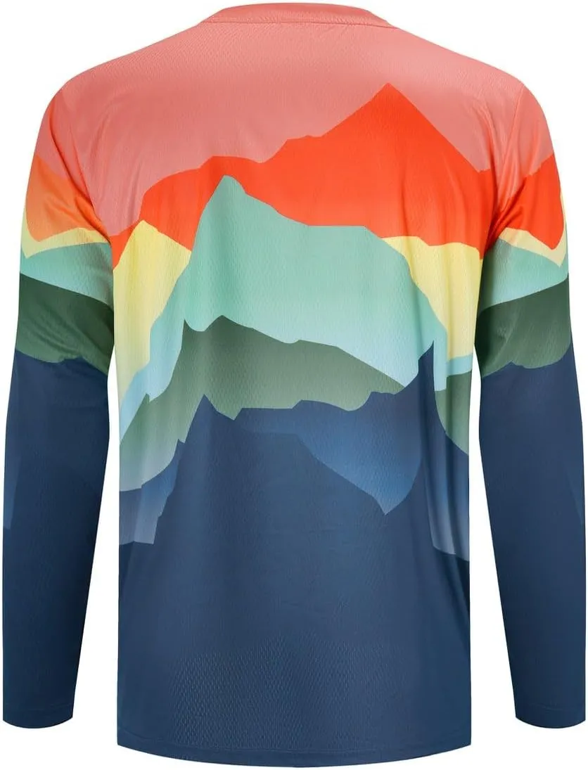 Mountain Bike Jersey Mens Long Sleeve Motocross Jersey Cycling Jersey Breathable Quick Dry Downhill BMX Off-Road