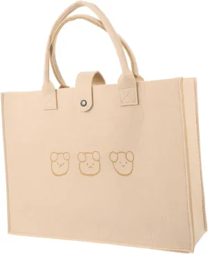 Multi Function Felt Bear Bag Portable High Capacity Tote Handbag for Shopping School Camping Gym Reusable Design Adorable Practical Storage