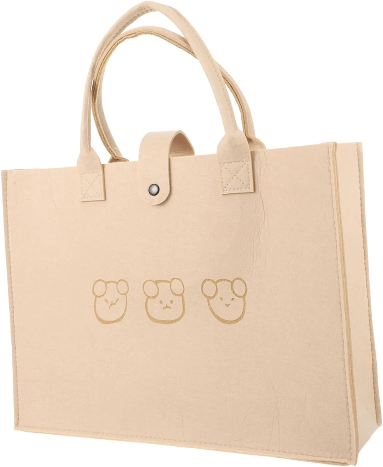 Multi Function Felt Bear Bag Portable High Capacity Tote Handbag for Shopping School Camping Gym Reusable Design Adorable Practical Storage