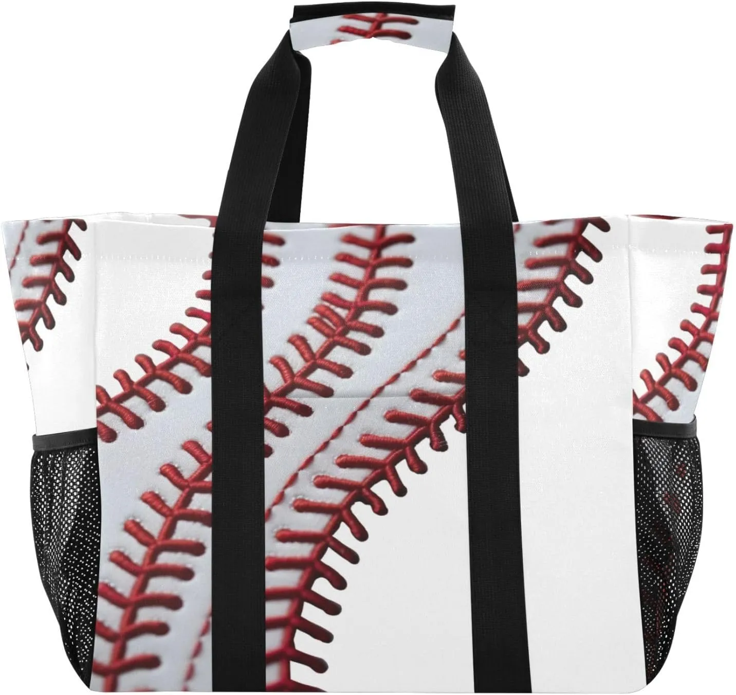Nander Baseball Stripes Foldable Tote Bag Waterproof Sandproof Women Beach Bag Handbag Gym Bag Travel Shopping Bag