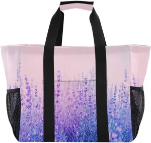 Nander Beautiful Lavender Foldable Tote Bag Waterproof Sandproof Women Beach Bag Handbag Gym Bag Travel Shopping Bag
