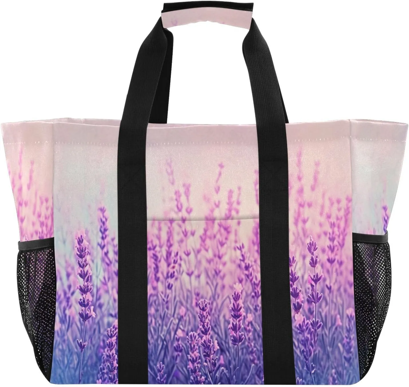 Nander Beautiful Lavender Foldable Tote Bag Waterproof Sandproof Women Beach Bag Handbag Gym Bag Travel Shopping Bag