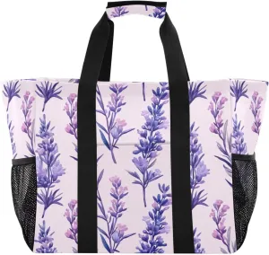 Nander Beautiful Lavender Foldable Tote Bag Waterproof Sandproof Women Beach Bag Handbag Gym Bag Travel Shopping Bag