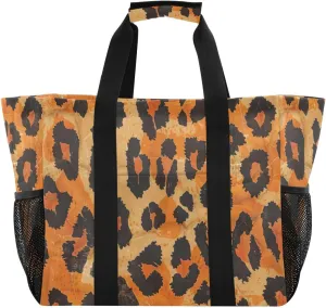 Nander Beautiful Leopard Print Texture Foldable Tote Bag Waterproof Sandproof Women Beach Bag Handbag Gym Bag