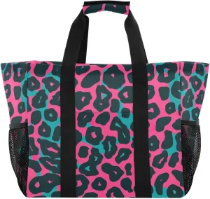Nander Beautiful Leopard Print Texture Foldable Tote Bag Waterproof Sandproof Women Beach Bag Handbag Gym Bag
