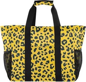 Nander Beautiful Leopard Print Texture Foldable Tote Bag Waterproof Sandproof Women Beach Bag Handbag Gym Bag