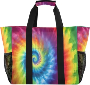 Nander Colorful Tie Dyeing Foldable Tote Bag Waterproof Sandproof Women Beach Bag Handbag Gym Bag