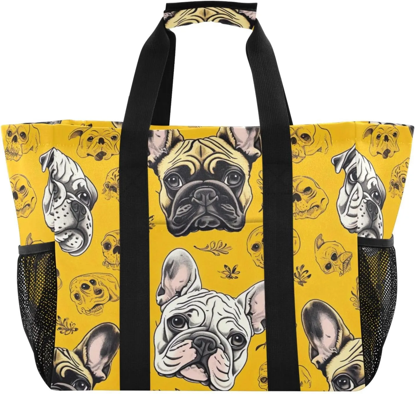 Nander Cute Bulldog Foldable Tote Bag Waterproof Sandproof Women Beach Bag Handbag Gym Bag Travel Shopping Bag