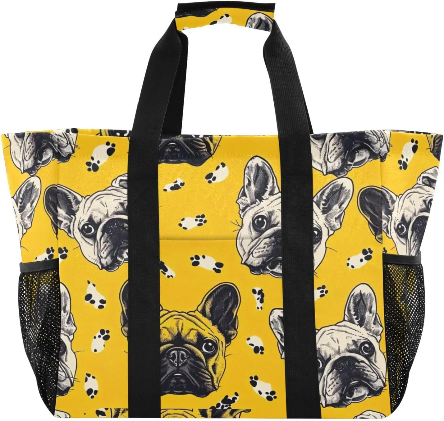 Nander Cute Bulldog Foldable Tote Bag Waterproof Sandproof Women Beach Bag Handbag Gym Bag Travel Shopping Bag
