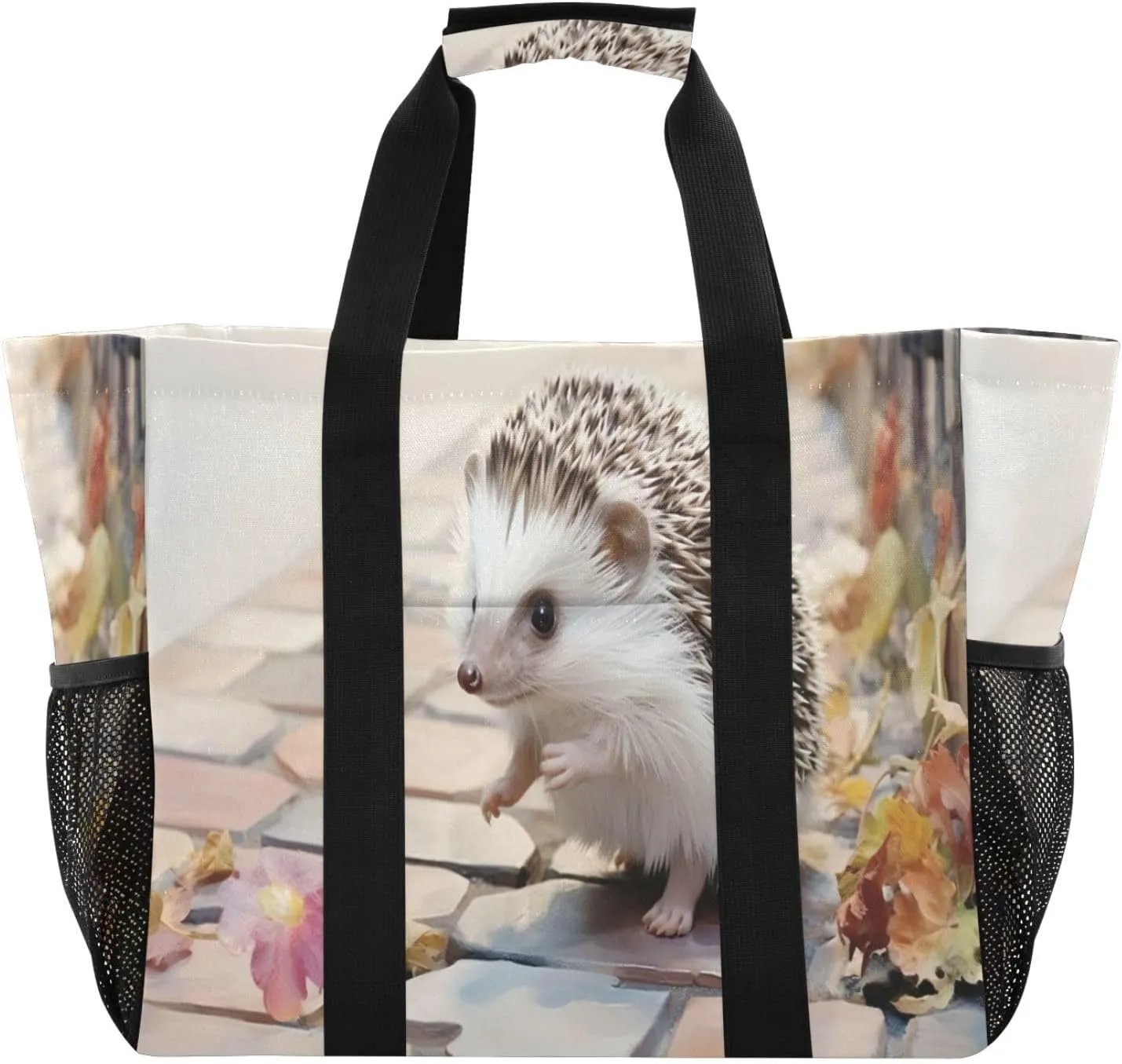 Nander Cute Little Hedgehog Foldable Tote Bag Waterproof Sandproof Women Beach Bag Handbag Gym Bag Travel Shopping Bag