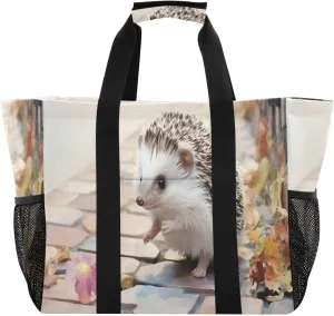 Nander Cute Little Hedgehog Foldable Tote Bag Waterproof Sandproof Women Beach Bag Handbag Gym Bag Travel Shopping Bag