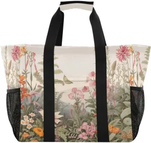 Nander Herb Flower Foldable Tote Bag Waterproof Sandproof Women Beach Bag Handbag Gym Bag