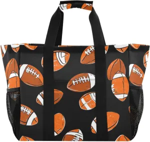 Nander Retro Rugby Reusable Grocery Bags,Large Grocery Tote Bag Water Resistant Shopping Bags Foldable Grocery Bag for Clothes,Shoes and Picnic
