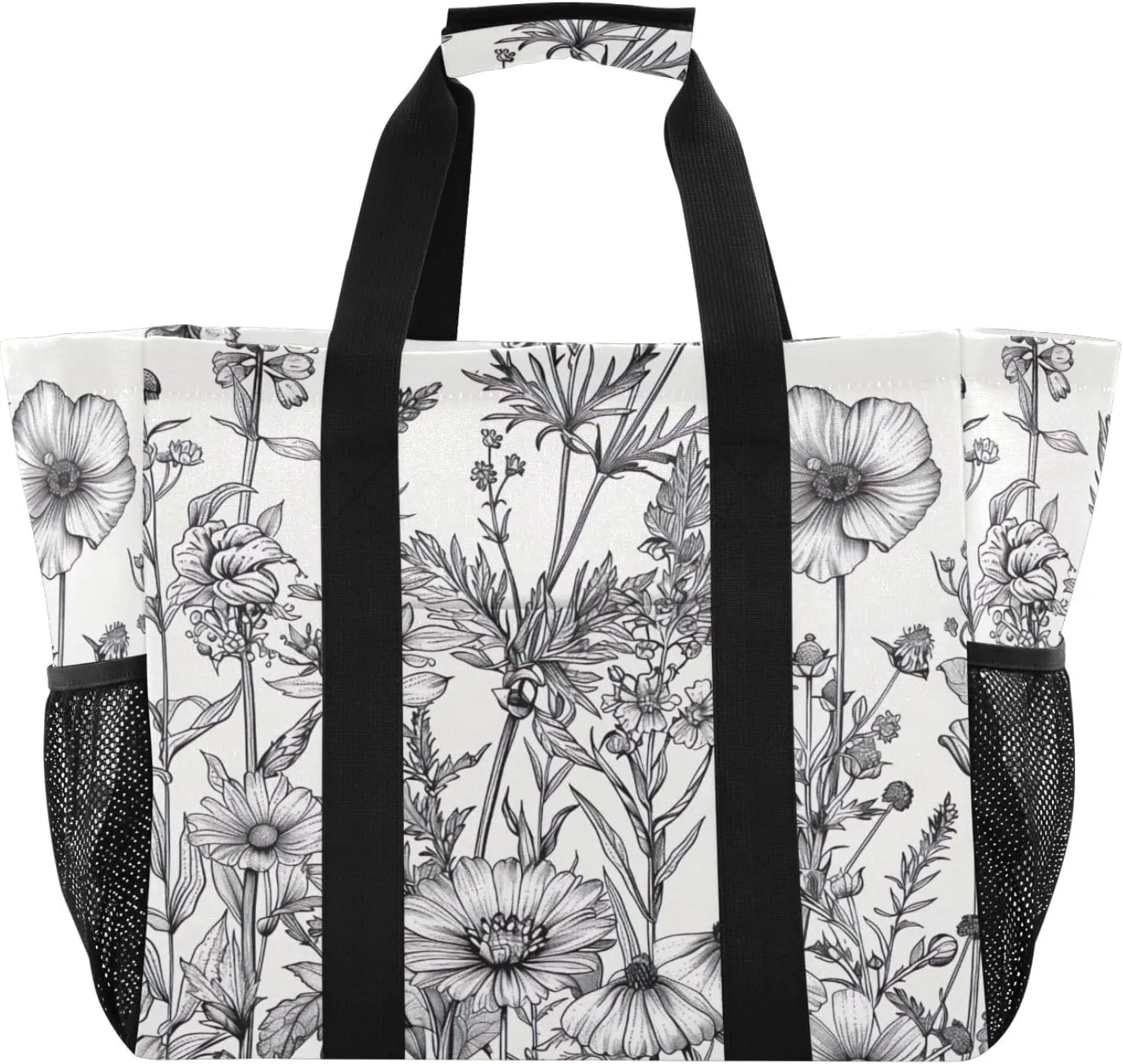 Nander Wild Flower Foldable Tote Bag Waterproof Sandproof Women Beach Bag Handbag Gym Bag