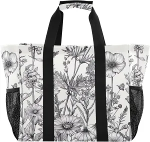 Nander Wild Flower Foldable Tote Bag Waterproof Sandproof Women Beach Bag Handbag Gym Bag