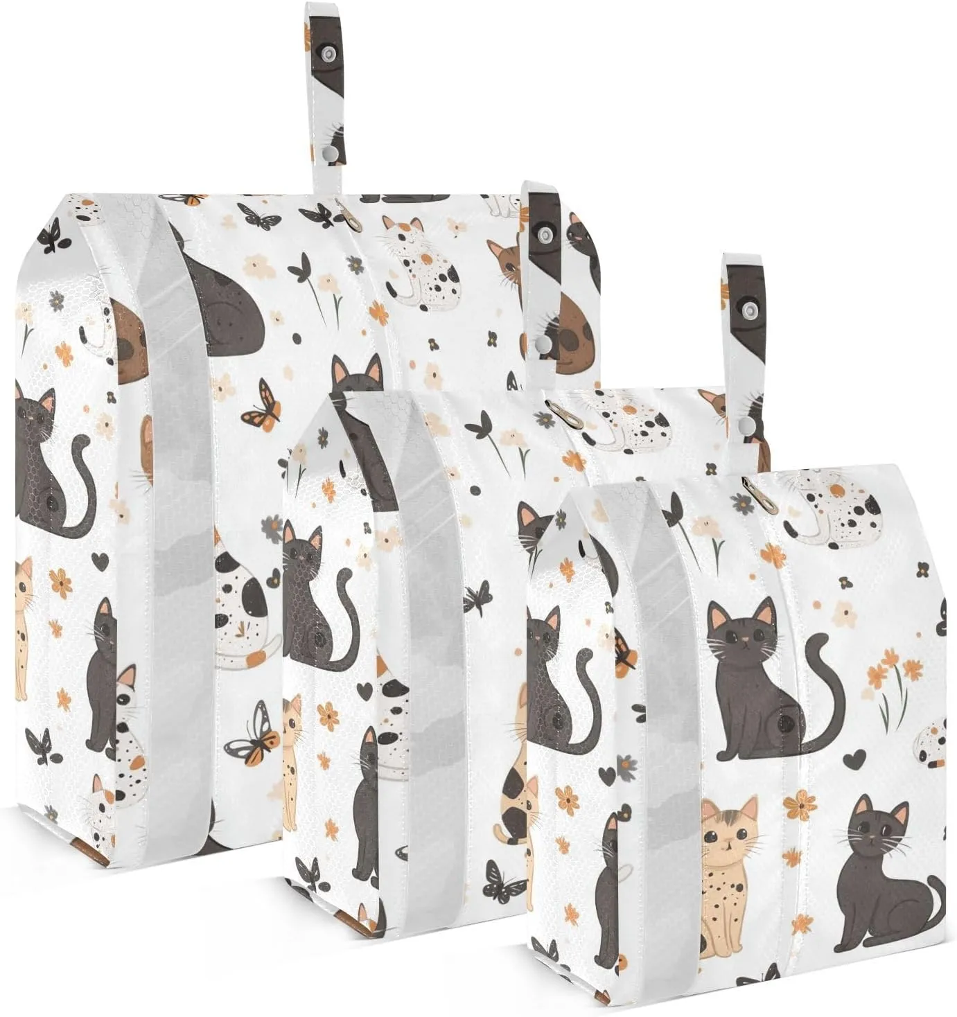 Ocicat Cats White 3 Set Travel Packing Cubes For Suitcases Reusable Garment Bag Closet Storage Pack Travel Bag Organizers And Storage